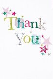 There's a gentle joy that radiates from this thank you card-its design crafted to lift the spirit with every detail, echoing the friendly warmth found in Penge's bustling cafes and cheerful neighbourhood gatherings. 'Thank You' dances across the card in playful, colourful typography, each letter glowing with shades of sparkling silver, bright yellow, lively green, and soft blue. Some are dotted, others stitched, giving a handmade touch that feels as personal as a hand-delivered bouquet from nearby Maple Road. Stars in hues of pink, teal, and silver orbit the message, conjuring memories of midsummer parties and street celebrations in SE20. The flawless white backdrop allows these elements to dance without clutter, offering a sense of calm and space. This card is a tactile celebration-visually soft but emotionally vibrant, the kind of note you might tuck beside a splashy spring arrangement to brighten someone's week. It captures heartfelt thanks in every nuance, making it perfect for expressing gratitude to a neighbour after a helping hand or for sending a little lift to someone special on Royston Road. The spirit here is unmistakably sincere and gently local, shimmering with appreciation like sunlight on new blossoms.